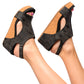 Carley Wedge Sandals in Black Metallic