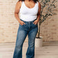 Miley High Waist Control Top Frayed Hem Flare Jeans